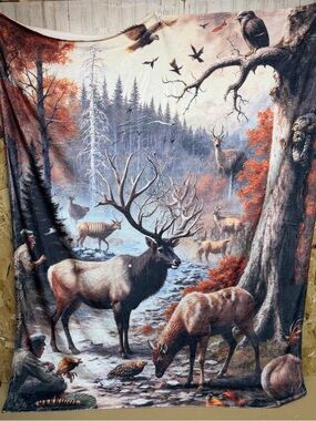 Deer In Woods 60x80 Inch Throw Blanket Cover Soft Bedding Gift Wall